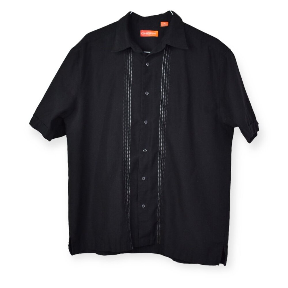 Chispa Shirt XL Mens Button Down Black Short Sleeve 100% Polyester